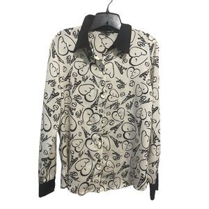 Catherine Malandrino Paris Artwork Blouse Size Md